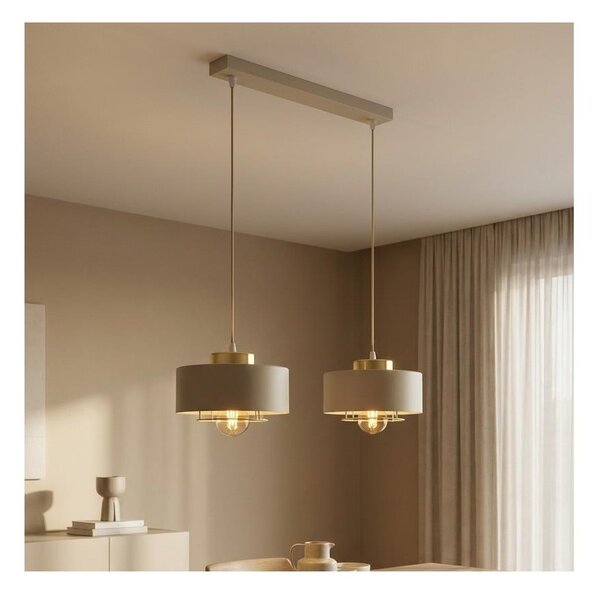 Brilagi - Lustră suspendată pe cablu SPRING 2xE27/60W/230V, bej/auriu