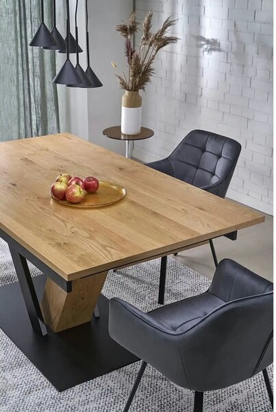 Masa extensibila FANIS, stejar/negru, 160/220x90x78 cm