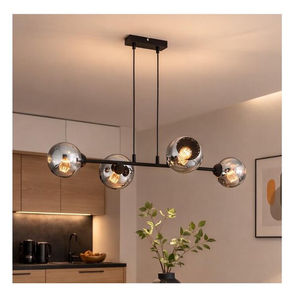 Brilagi - Lustră suspendată pe cablu DIOR 4xE27/60W/230V negru/gri fumuriu