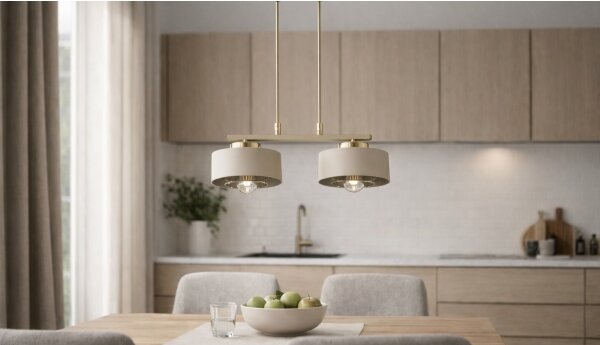 Brilagi - Lustru suspendat pe cablu SPRING 2xE27/60W/230V bej/auriu