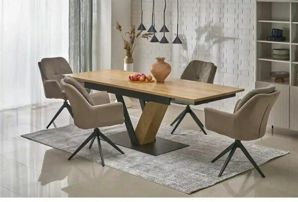 Masa extensibila FANIS, stejar/negru, 160/220x90x78 cm