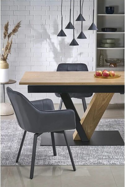 Masa extensibila FANIS, stejar/negru, 160/220x90x78 cm