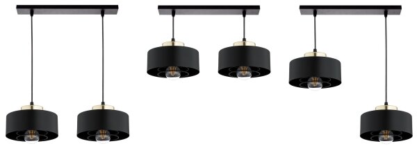 Brilagi - Lustră suspendată pe cablu SPRING 2xE27/60W/230V negru/auriu