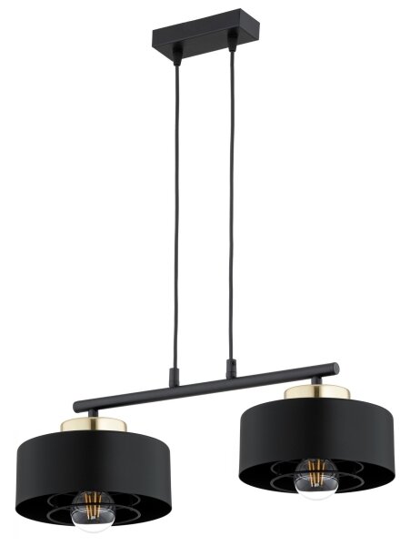Brilagi - Lustră suspendată pe cablu SPRING 2xE27/60W/230V negru/auriu