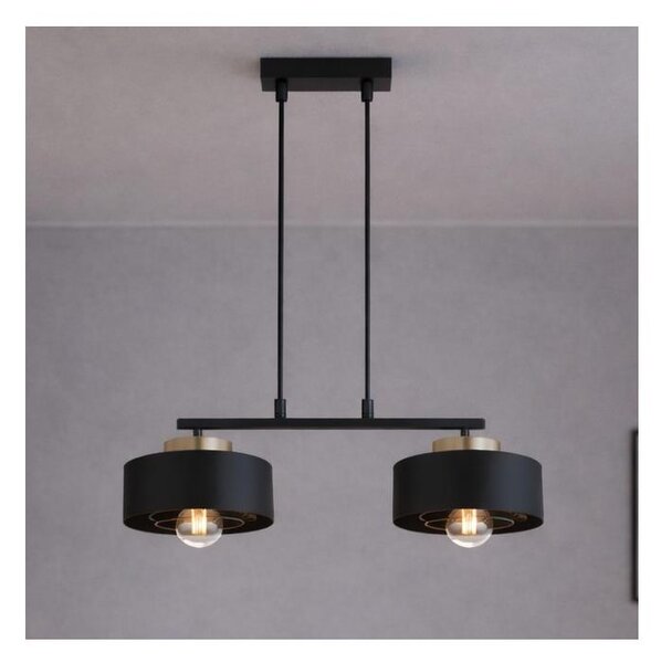 Brilagi - Lustră suspendată pe cablu SPRING 2xE27/60W/230V negru/auriu