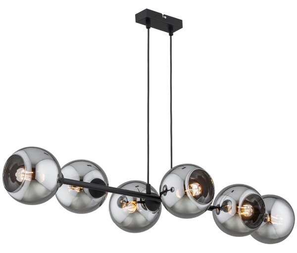 Brilagi - Lustru suspendat pe cablu DIOR 6xE27/60W/230V negru/gri fumuriu