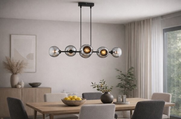 Brilagi - Lustru suspendat pe cablu DIOR 6xE27/60W/230V negru/gri fumuriu