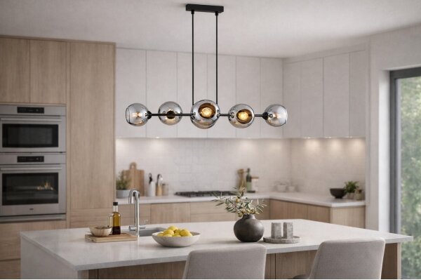 Brilagi - Lustru suspendat pe cablu DIOR 6xE27/60W/230V negru/gri fumuriu