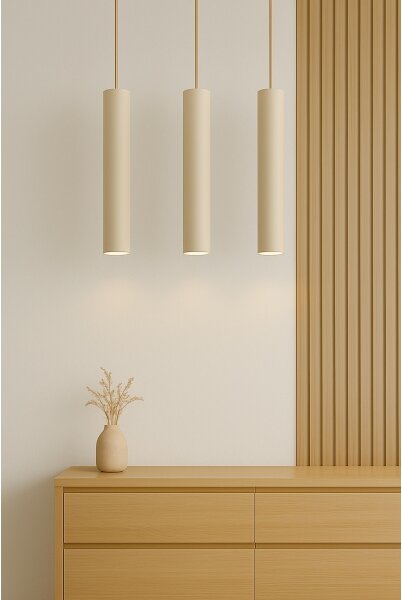 Brilagi - candelabru suspendat pe cablu, TUBE 3xGU10/15W/230V, bej/auriu