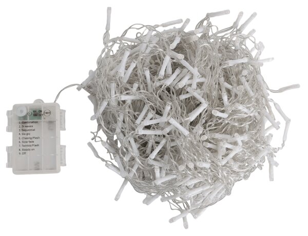 Aigostar - Ghirlandă LED de exterior pentru Crăciun, 300 LED / 8 funcții, alimentare 3xAA, 18 x 0,6 m, IP44, alb cald