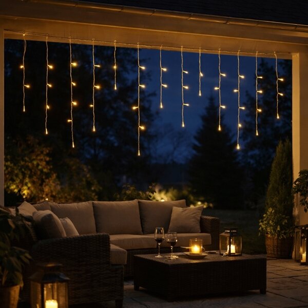 Aigostar - Ghirlandă LED de exterior pentru Crăciun, 300 LED / 8 funcții, alimentare 3xAA, 18 x 0,6 m, IP44, alb cald