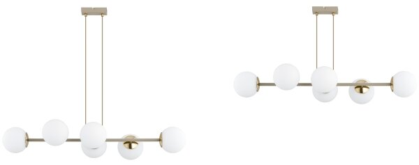 Brilagi - Candelabru suspendat pe cablu, MILO ECRU 6xE27/60W/230V, bej/auriu