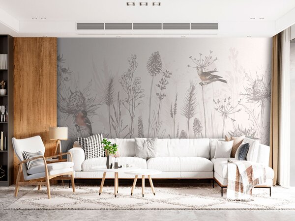 Fototapet Desen de păsări și plante, Fototapet designer, Fototapet populare, u94459 - Tapeko.ro