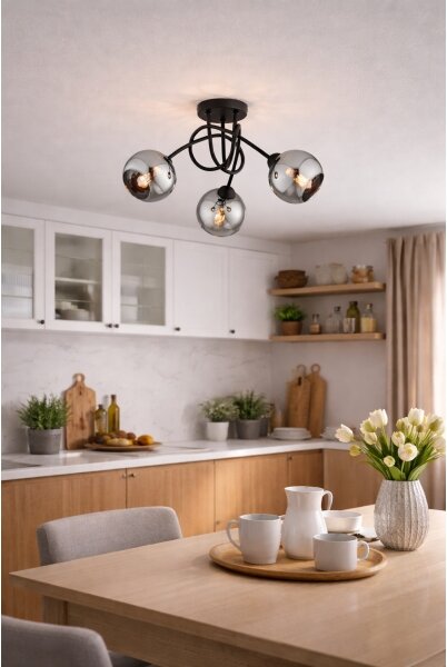 Brilagi - Lustră aplicată DIOR 3xE27/60W/230V negru/gri fumuriu