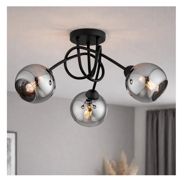 Brilagi - Lustră aplicată DIOR 3xE27/60W/230V negru/gri fumuriu