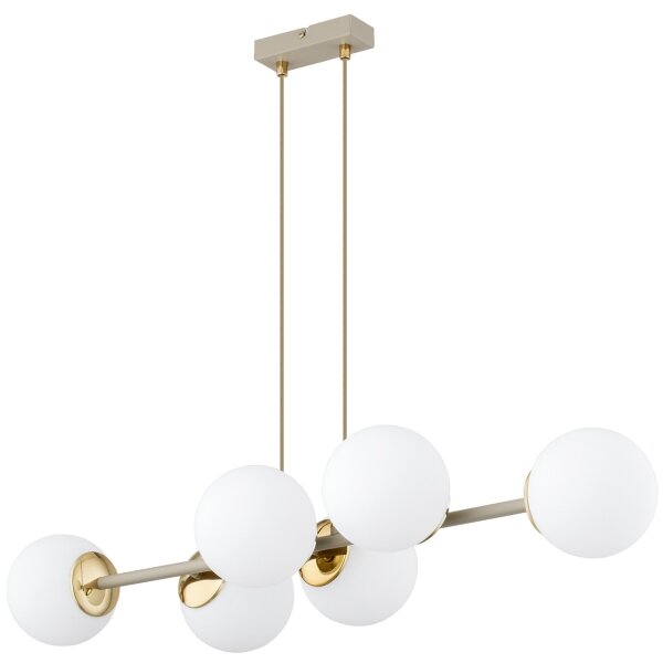 Brilagi - Candelabru suspendat pe cablu, MILO ECRU 6xE27/60W/230V, bej/auriu