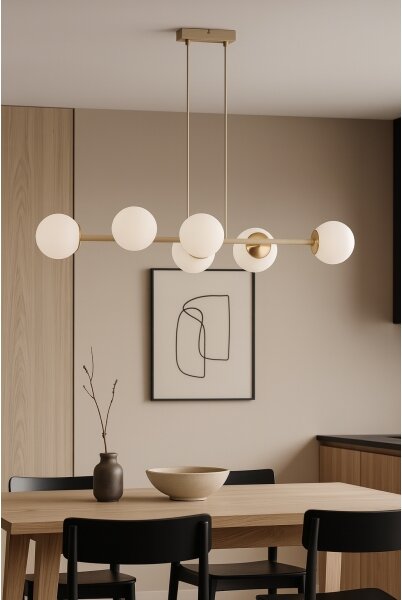 Brilagi - Candelabru suspendat pe cablu, MILO ECRU 6xE27/60W/230V, bej/auriu