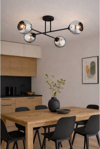 Brilagi - Lustră aplicată de tavan, 4 x E27, 60W, 230V, negru/gri fumuriu