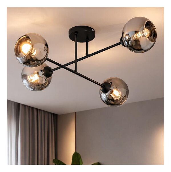 Brilagi - Lustră aplicată de tavan, 4 x E27, 60W, 230V, negru/gri fumuriu