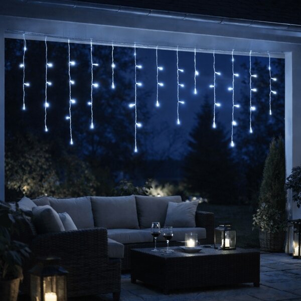 Aigostar - Ghirlandă LED de Crăciun pentru exterior, 300 LED, 8 moduri, alimentare 3xAA, 18 x 0,6 m, IP44, alb rece