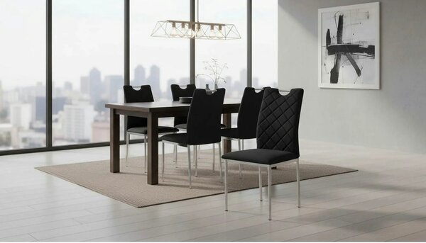 Scaun K578, negru - HLR 66/argintiu, stofa catifelata/otel, 43x53x93 c
