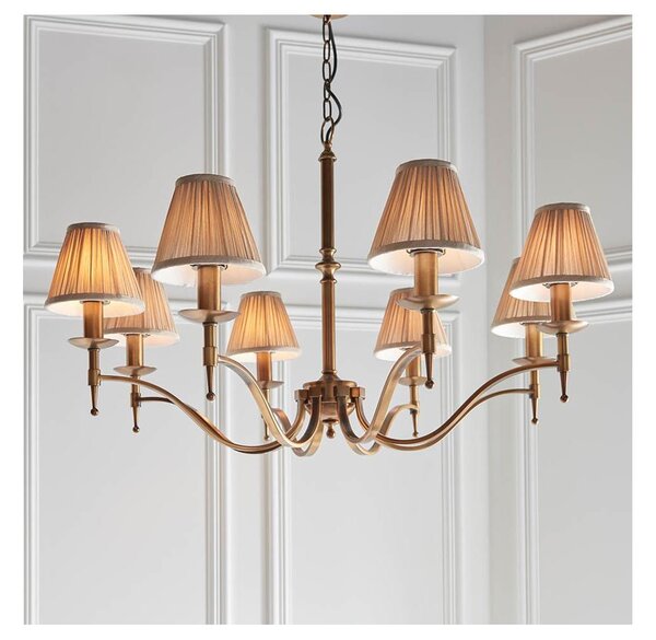 Endon 63629 - Candelabru cu lanț STANFORD 8xE14/40W/230V alamă/bej