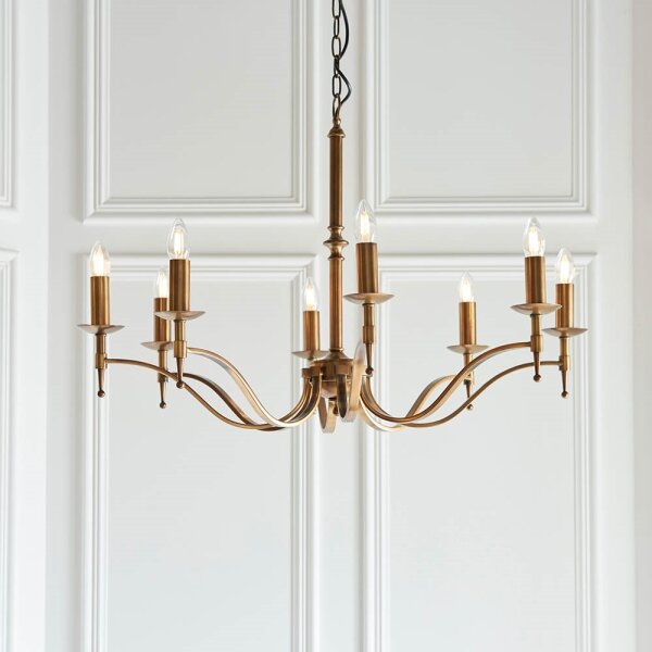 Endon 63629 - Candelabru cu lanț STANFORD 8xE14/40W/230V alamă/bej