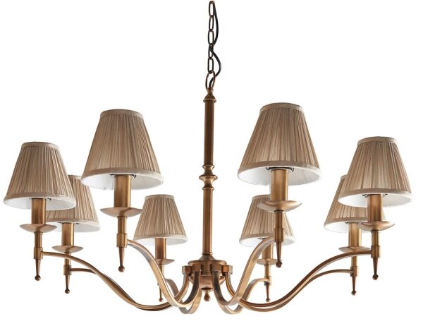 Endon 63629 - Candelabru cu lanț STANFORD 8xE14/40W/230V alamă/bej