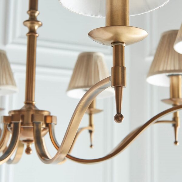 Endon 63629 - Candelabru cu lanț STANFORD 8xE14/40W/230V alamă/bej