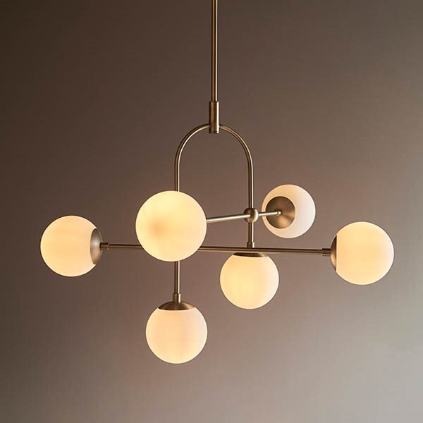 Endon 90842 - Lustră pe tijă ONTARIO, 6 x E14, 7 W, 230 V, alamă/albă