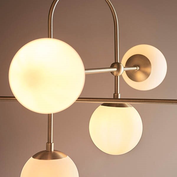 Endon 90842 - Lustră pe tijă ONTARIO, 6 x E14, 7 W, 230 V, alamă/albă