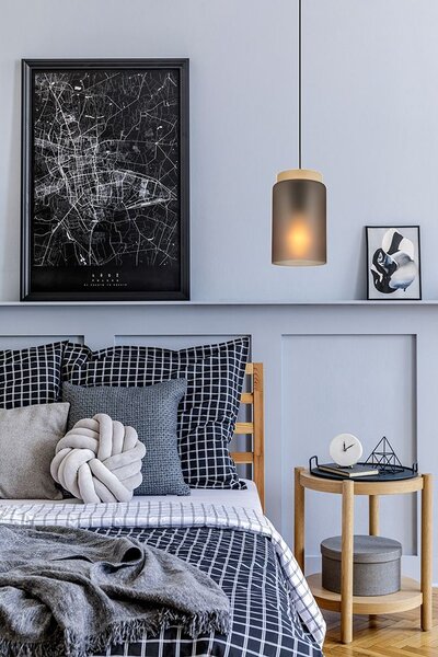 Lampă suspendată APP1810-1CP Frosted Grey