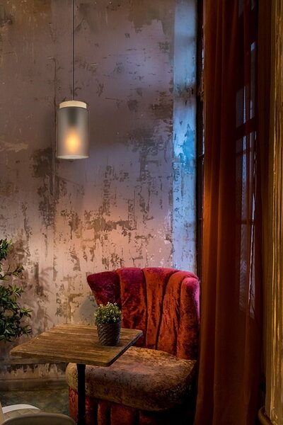 Lampă suspendată APP1810-1CP Frosted Grey