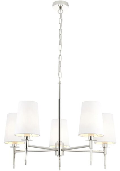 Endon 99457 - Candelabru suspendat pe lanț, 5xE14/6W/230V, crom lucios/alb