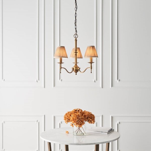 Endon 63628 - Candelabru suspendat cu lanț STANFORD 3xE14/40W/230V alamă/bej