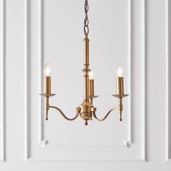 Endon 63628 - Candelabru suspendat cu lanț STANFORD 3xE14/40W/230V alamă/bej