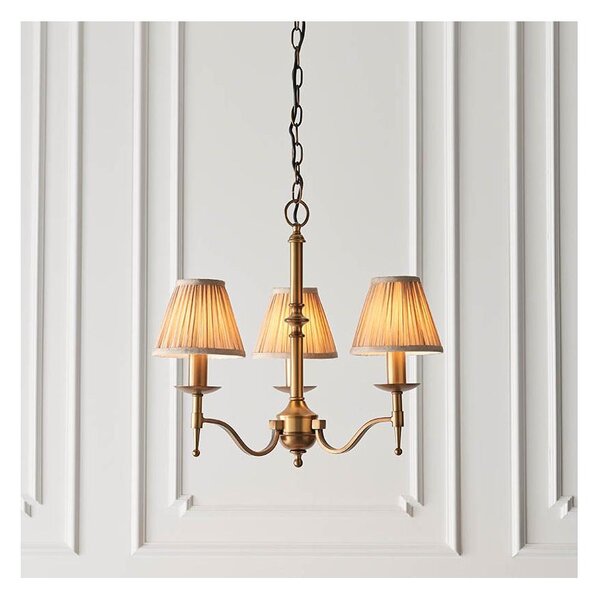 Endon 63628 - Candelabru suspendat cu lanț STANFORD 3xE14/40W/230V alamă/bej