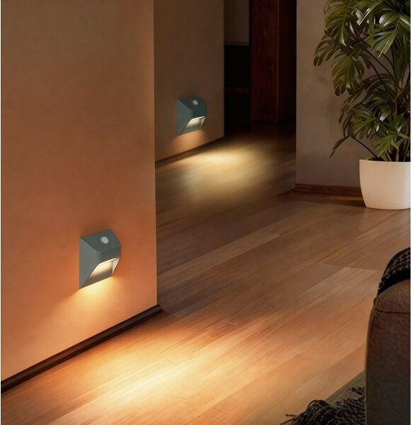 Immax 08309L - LED reîncărcabilă pentru trepte STEP LIGHT, cu senzor, 0,3 W / 3,7 V, 2200 mAh, IP53, gri