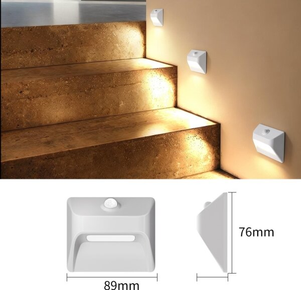 Immax 08308L - Lumină LED reîncărcabilă pentru trepte cu senzor STEP LIGHT 0,3 W/3,7 V 2200 mAh IP53 alb