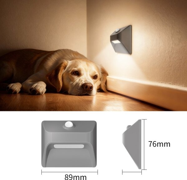 Immax 08309L - LED reîncărcabilă pentru trepte STEP LIGHT, cu senzor, 0,3 W / 3,7 V, 2200 mAh, IP53, gri