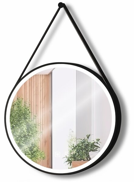Oglindă Rotundă LED Suspendată pe Curea 80cm 105