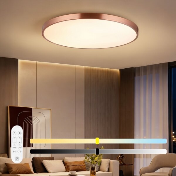 Immax NEO 07324L-LED plafonieră dimmabilă SEMPLICI 128W/230V diametru 100 cm Wi-Fi Tuya auriu+telecomandă