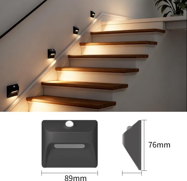 Immax 08307L - Lampă LED reîncărcabilă pentru trepte cu senzor STEP LIGHT 0,3W/3,7V 2200 mAh IP53 neagră
