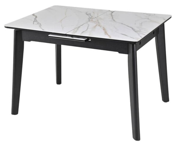 Masa extensibila OSTEN, alb cu efect de marmura/auriu/negru, 110/140x8
