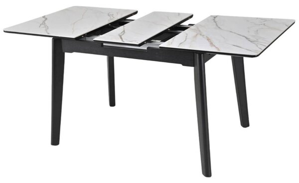 Masa extensibila OSTEN, alb cu efect de marmura/auriu/negru, 110/140x8