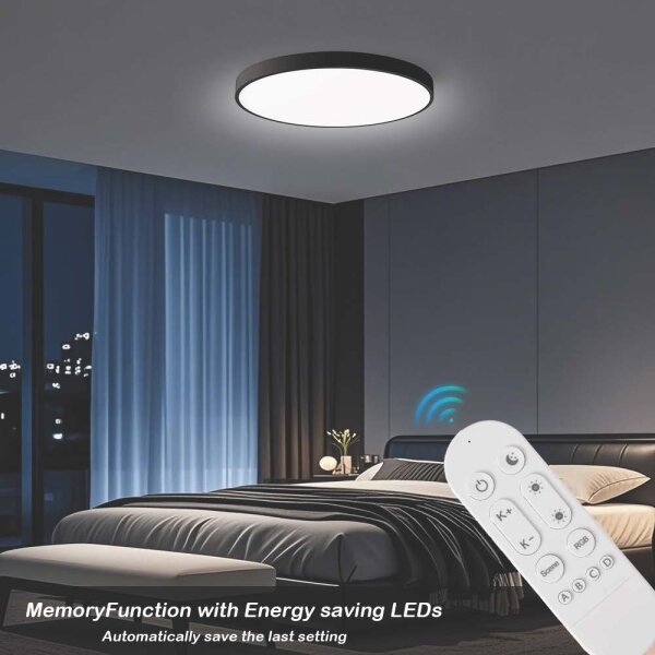 Immax NEO 07313L-LED Plafonieră dimabilă SEMPLICI 96W/230V diametru 80 cm Wi-Fi Tuya negru + telecomandă