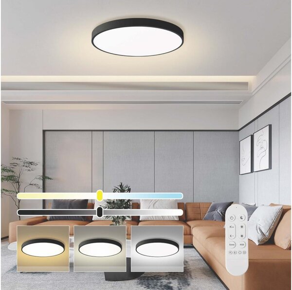 Immax NEO 07313L-LED Plafonieră dimabilă SEMPLICI 96W/230V diametru 80 cm Wi-Fi Tuya negru + telecomandă