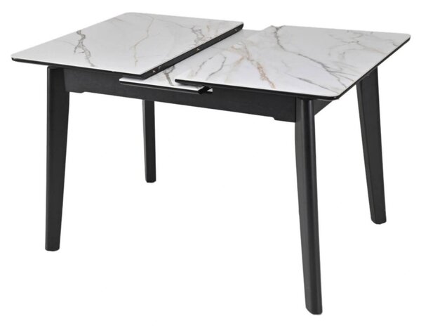 Masa extensibila OSTEN, alb cu efect de marmura/auriu/negru, 110/140x8