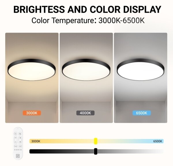 Immax NEO 07313L-LED Plafonieră dimabilă SEMPLICI 96W/230V diametru 80 cm Wi-Fi Tuya negru + telecomandă
