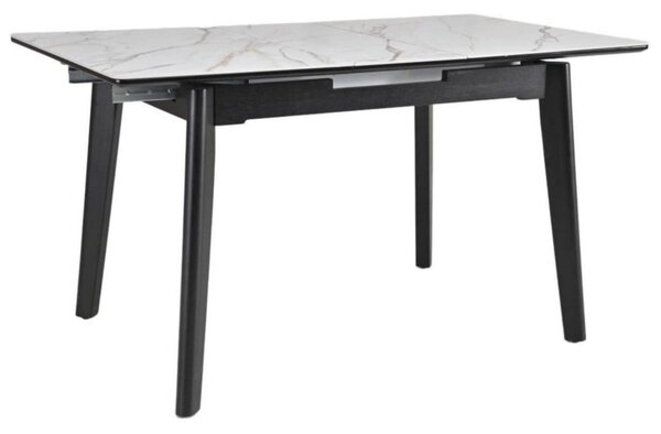 Masa extensibila OSTEN, alb cu efect de marmura/auriu/negru, 110/140x8